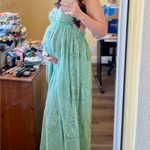Pinkblush Green Lace Maxi Dress